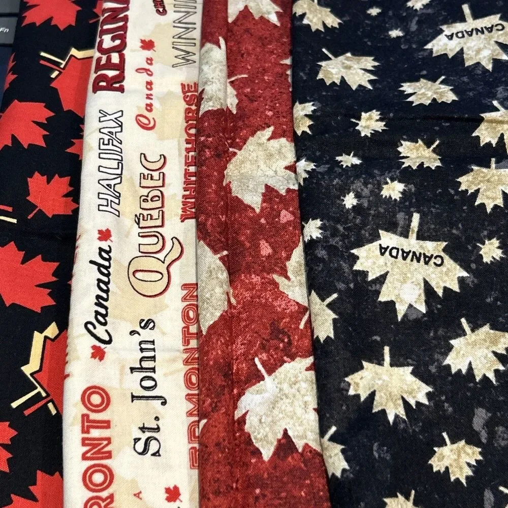 Canada Theme Maple Leaf Fabric 4 Pc Lot Quilting Crafts Sewing Cotton Prints
